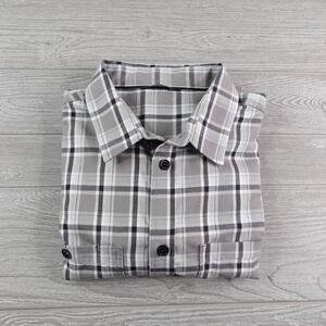 Rohan Kielder Shirt Men's Large Gray Plaid Check Long Sleeve Button Down